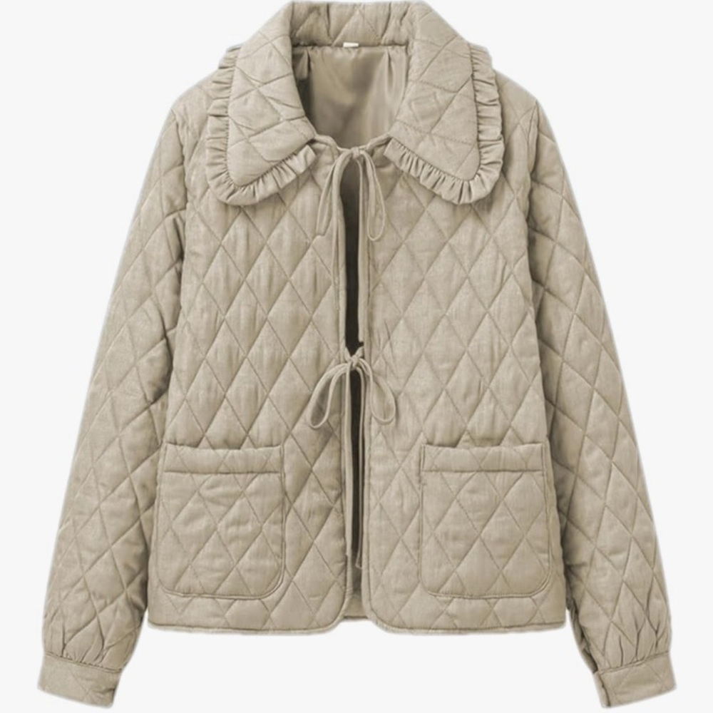 Quilted Tan Jacket for Women (L)